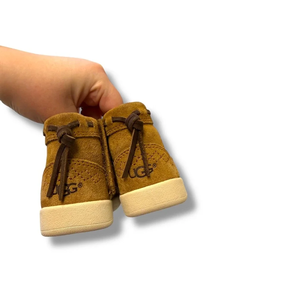 UGG Cali Moc Campfire Boots Infant Size 0/1 Chestnut‎ Suede Fur Lined Cozy